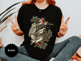 Winter Birds Graphic Shirt, Vintage Woodland T-Shirt for Bird Lovers, Festive Nature Tee, Cozy Christmas Gift for Birdwatchers and Moms