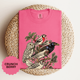 Winter Birds Graphic Shirt, Vintage Woodland T-Shirt for Bird Lovers, Festive Nature Tee, Cozy Christmas Gift for Birdwatchers and Moms