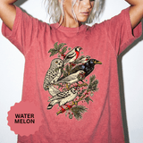 Winter Birds Graphic Shirt, Vintage Woodland T-Shirt for Bird Lovers, Festive Nature Tee, Cozy Christmas Gift for Birdwatchers and Moms