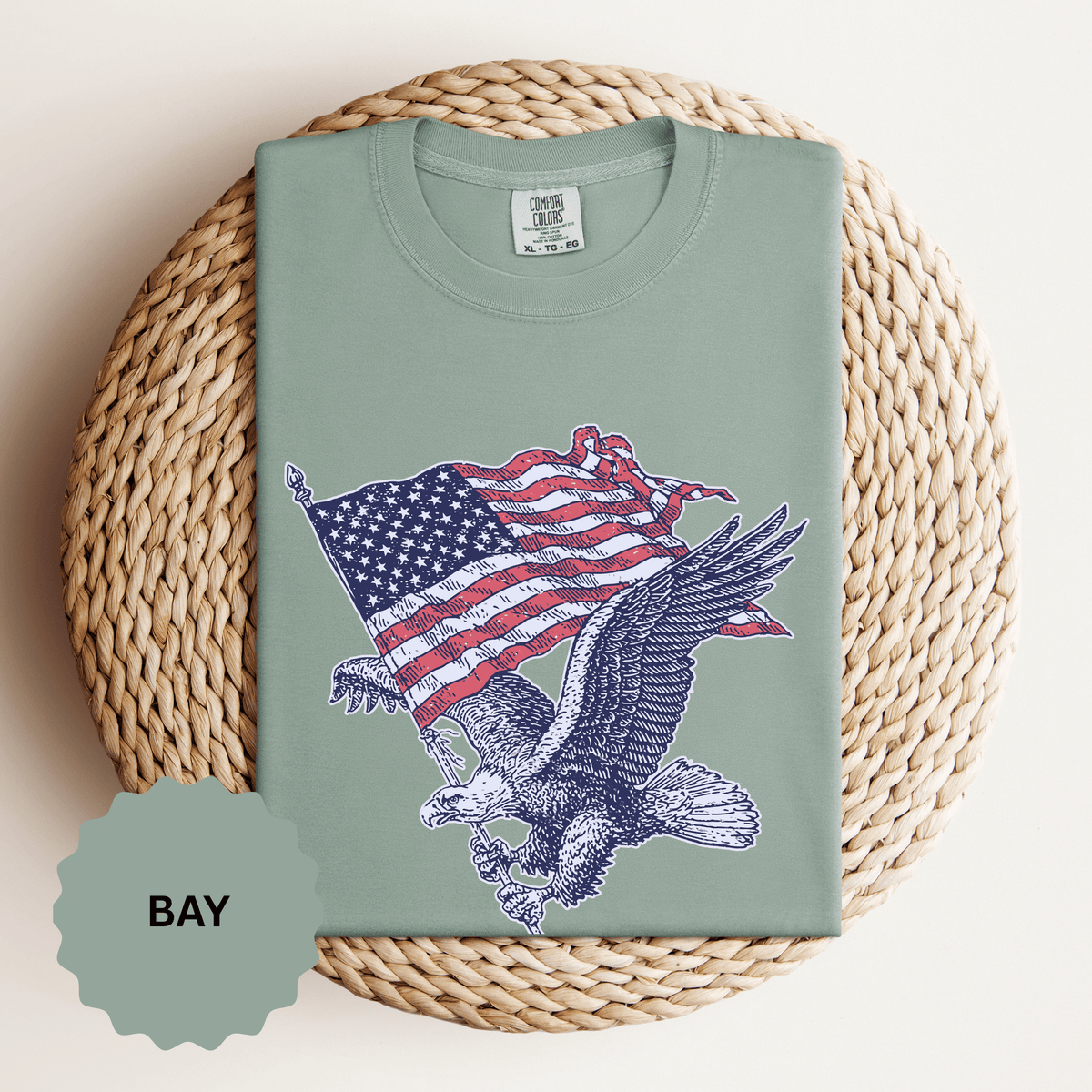 Bald Eagle American Flag Shirt, Retro Patriotic Graphic, Gift for USA Pride Fans, Fourth of July Celebrations and Everyday Clothing