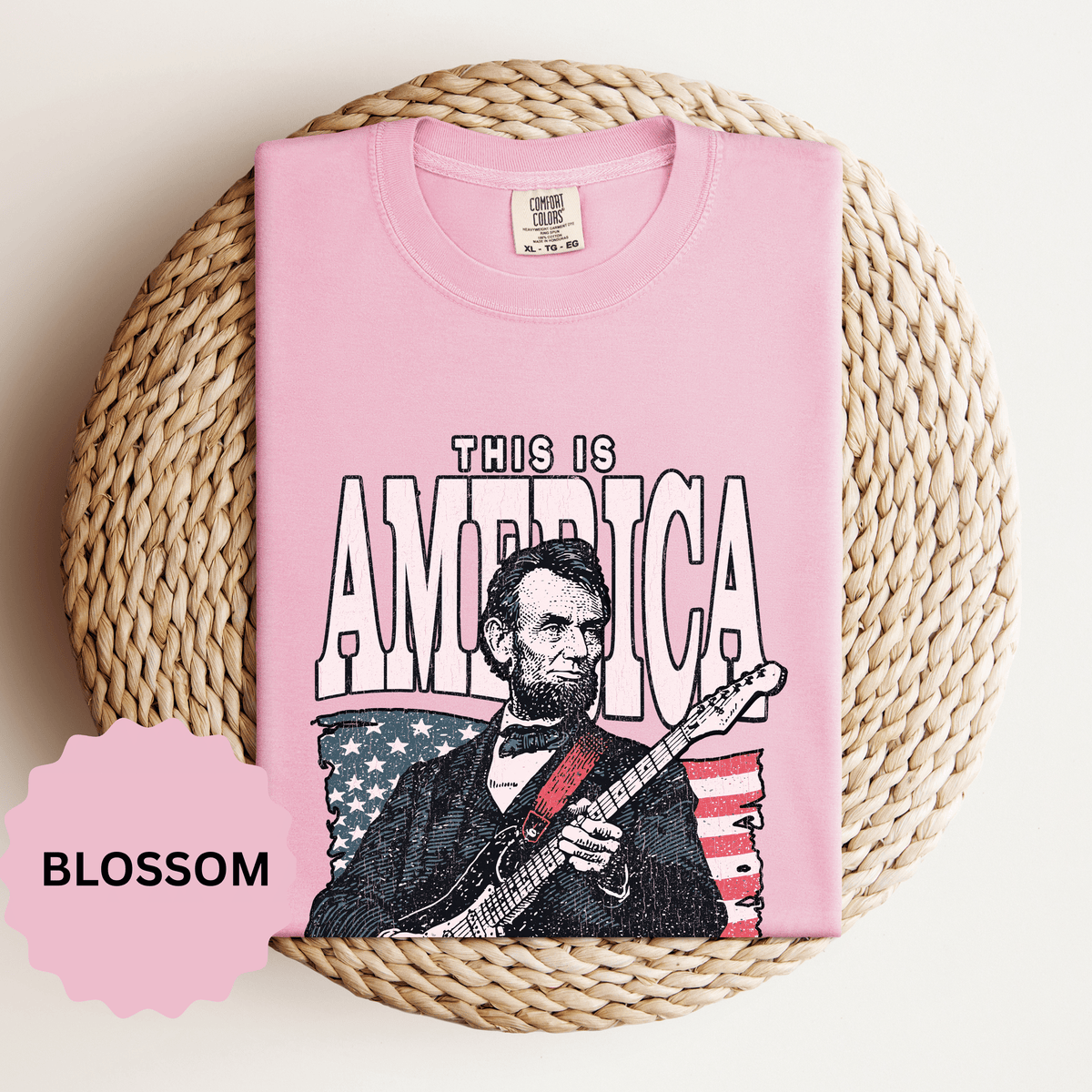 Abraham Lincoln Guitar Shirt, Funny This Is America Graphic, Gift for History Teachers and Music Lovers, Fourth of July Party Outfit