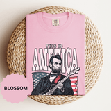 Abraham Lincoln Guitar Shirt, Funny This Is America Graphic, Gift for History Teachers and Music Lovers, Fourth of July Party Outfit
