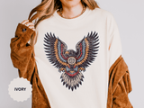 Ornamental Eagle Shirt, Retro Tattoo Style Bird Graphic, Gift for Wildlife Art Lovers, Boho Festival Outfits and Everyday Casual Wear