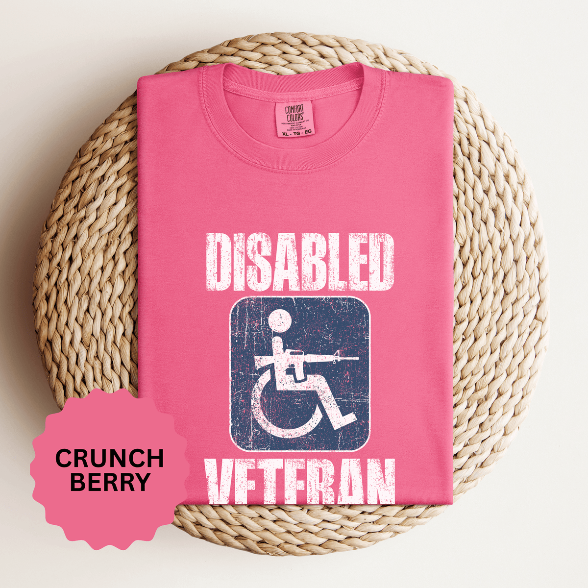 Disabled Veteran Shirt, Distressed Wheelchair and Rifle Graphic, Military Service Pride, Veterans Day Gift and Everyday Casual Wear