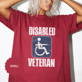 Disabled Veteran Shirt, Distressed Wheelchair and Rifle Graphic, Military Service Pride, Veterans Day Gift and Everyday Casual Wear
