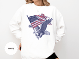 Bald Eagle American Flag Sweatshirt, Retro Patriotic Graphic, Gift for USA Pride Fans, Fourth of July Celebrations and Everyday Clothing