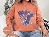 Bald Eagle American Flag Sweatshirt, Retro Patriotic Graphic, Gift for USA Pride Fans, Fourth of July Celebrations and Everyday Clothing