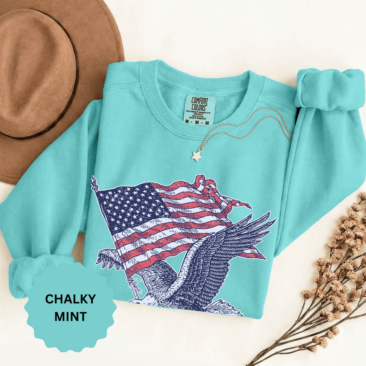 Bald Eagle American Flag Sweatshirt, Retro Patriotic Graphic, Gift for USA Pride Fans, Fourth of July Celebrations and Everyday Clothing