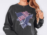 Bald Eagle American Flag Sweatshirt, Retro Patriotic Graphic, Gift for USA Pride Fans, Fourth of July Celebrations and Everyday Clothing