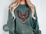 Ornamental Eagle Sweatshirt, Retro Tattoo Style Bird Graphic, Gift for Wildlife Art Lovers, Boho Festival Outfits and Everyday Casual Wear