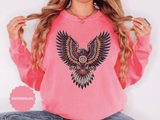 Ornamental Eagle Sweatshirt, Retro Tattoo Style Bird Graphic, Gift for Wildlife Art Lovers, Boho Festival Outfits and Everyday Casual Wear