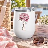 Floral Wine Tumbler, Pink Peony Insulated Tumbler, Flower Lover Gift, Elegant Drink Cup for Women, Summer Gift, Birthday Gift for Her
