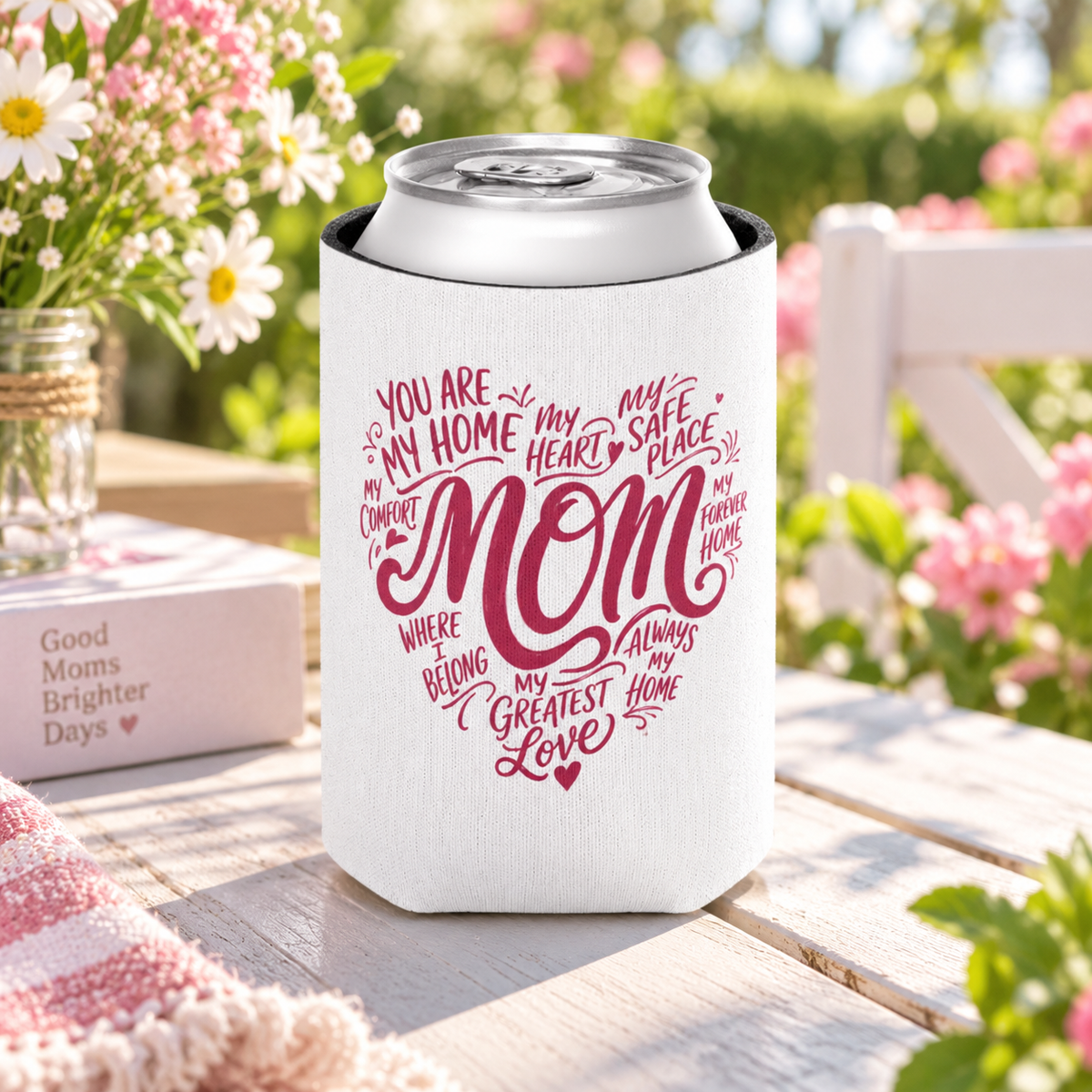 Mom Can Cooler, Wine Can Holder for Mom, Mothers Day Gift, Mom Drink Sleeve, Sentimental Gift for Mama, Cute Beverage Holder for Women