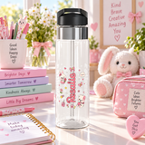 Personalized Bunny Kids Water Bottle, Cute Rabbit Girl Gift, Floral Animal Bottle, Baby Birthday Gift, Toddler School Bottle
