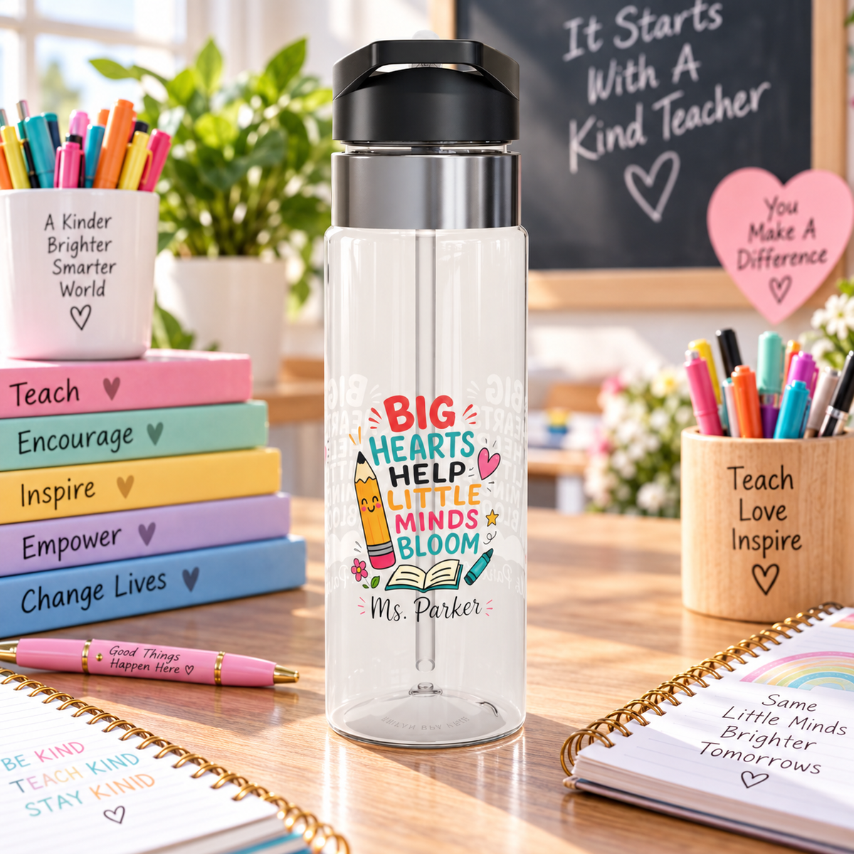 Personalized Teacher Water Bottle, Classroom Appreciation Gift, Teacher Thank You Gift, Educator Bottle, School Staff Gift, Custom Bottle