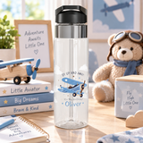 Personalized Airplane Kids Water Bottle, Pilot Birthday Gift for Boys, Aviation Theme Bottle, Travel Party Favor, School Hydration Gift