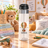 Personalized Hot Air Balloon Kids Water Bottle, Adventure Gift for Girls, Travel Theme Bottle, Birthday Gift, School Hydration Bottle