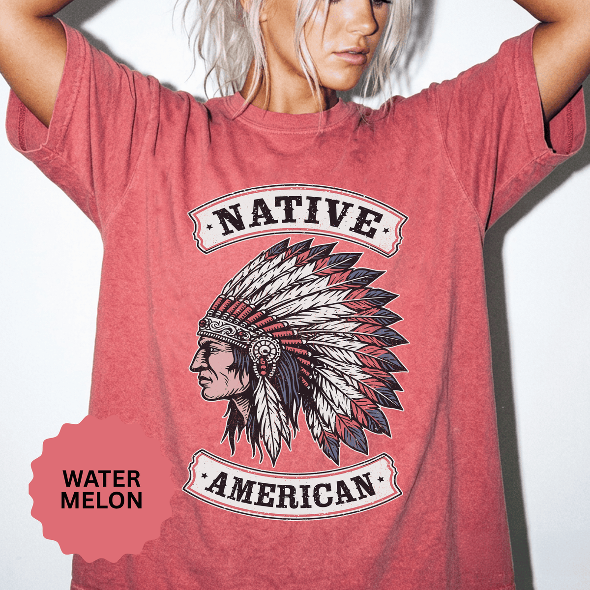 Native American Headdress Shirt, Patriotic USA Graphic Tee, Vintage American Eagle Style, Western Americana Gift, Fourth of July Shirt