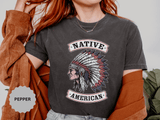 Native American Headdress Shirt, Patriotic USA Graphic Tee, Vintage American Eagle Style, Western Americana Gift, Fourth of July Shirt