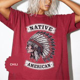 Native American Headdress Shirt, Patriotic USA Graphic Tee, Vintage American Eagle Style, Western Americana Gift, Fourth of July Shirt