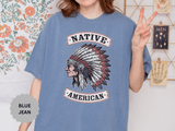 Native American Headdress Shirt, Patriotic USA Graphic Tee, Vintage American Eagle Style, Western Americana Gift, Fourth of July Shirt