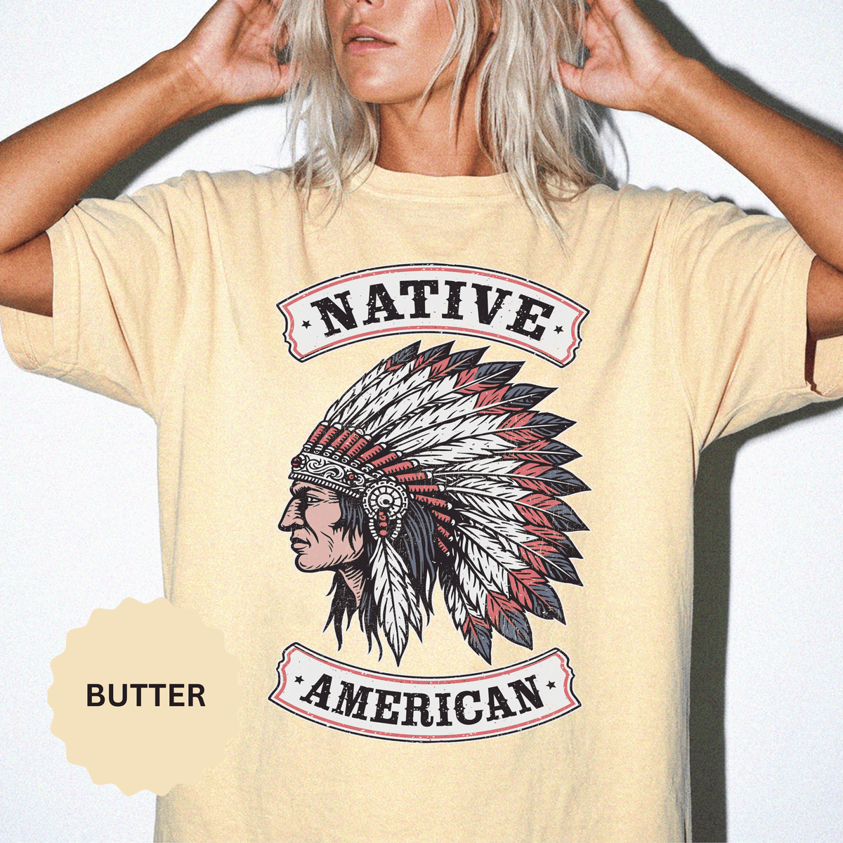 Native American Headdress Shirt, Patriotic USA Graphic Tee, Vintage American Eagle Style, Western Americana Gift, Fourth of July Shirt