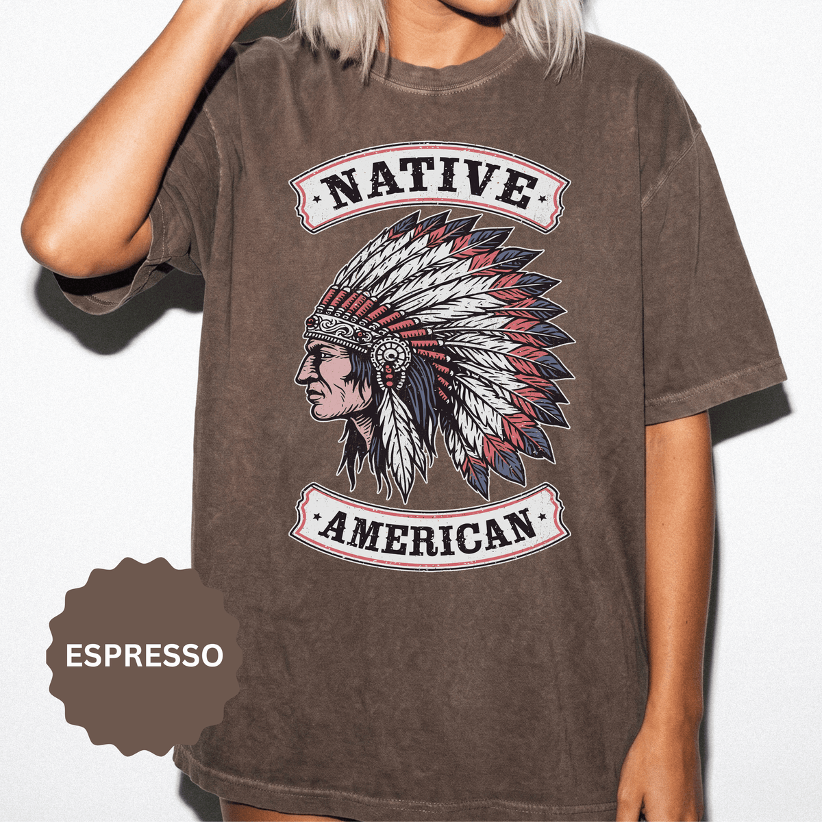 Native American Headdress Shirt, Patriotic USA Graphic Tee, Vintage American Eagle Style, Western Americana Gift, Fourth of July Shirt