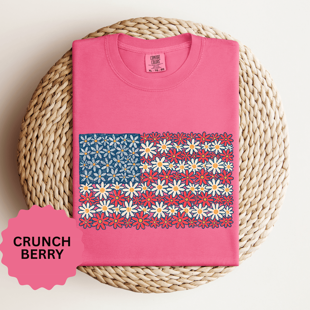 American Flag Floral Shirt, Patriotic Flower Graphic Tee, Vintage Americana T Shirt, Fourth of July Outfit, Red White Blue Gift