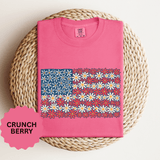 American Flag Floral Shirt, Patriotic Flower Graphic Tee, Vintage Americana T Shirt, Fourth of July Outfit, Red White Blue Gift