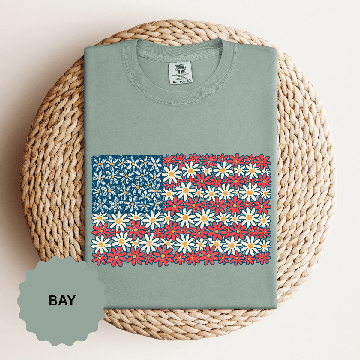 American Flag Floral Shirt, Patriotic Flower Graphic Tee, Vintage Americana T Shirt, Fourth of July Outfit, Red White Blue Gift