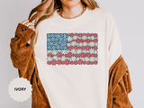 American Flag Floral Shirt, Patriotic Flower Graphic Tee, Vintage Americana T Shirt, Fourth of July Outfit, Red White Blue Gift