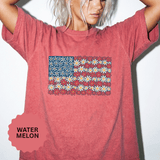 American Flag Floral Shirt, Patriotic Flower Graphic Tee, Vintage Americana T Shirt, Fourth of July Outfit, Red White Blue Gift