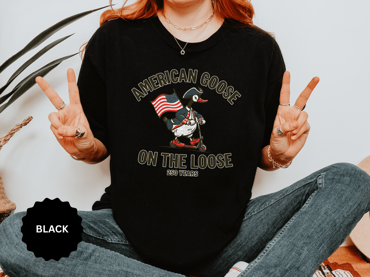 America 250 Shirt, Patriotic Goose Graphic Tee, 250th Anniversary USA T Shirt, Fourth of July Outfit, Americana Gift for Men and Women