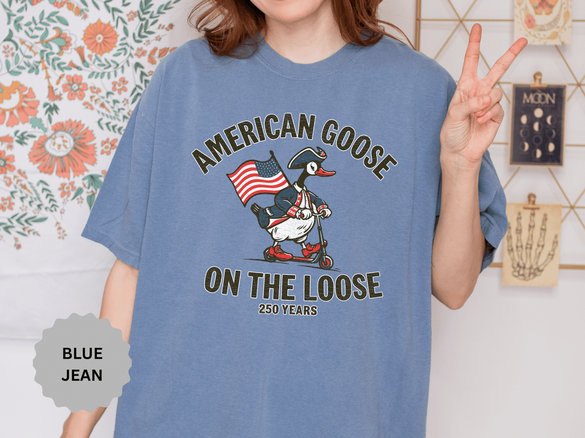 America 250 Shirt, Patriotic Goose Graphic Tee, 250th Anniversary USA T Shirt, Fourth of July Outfit, Americana Gift for Men and Women