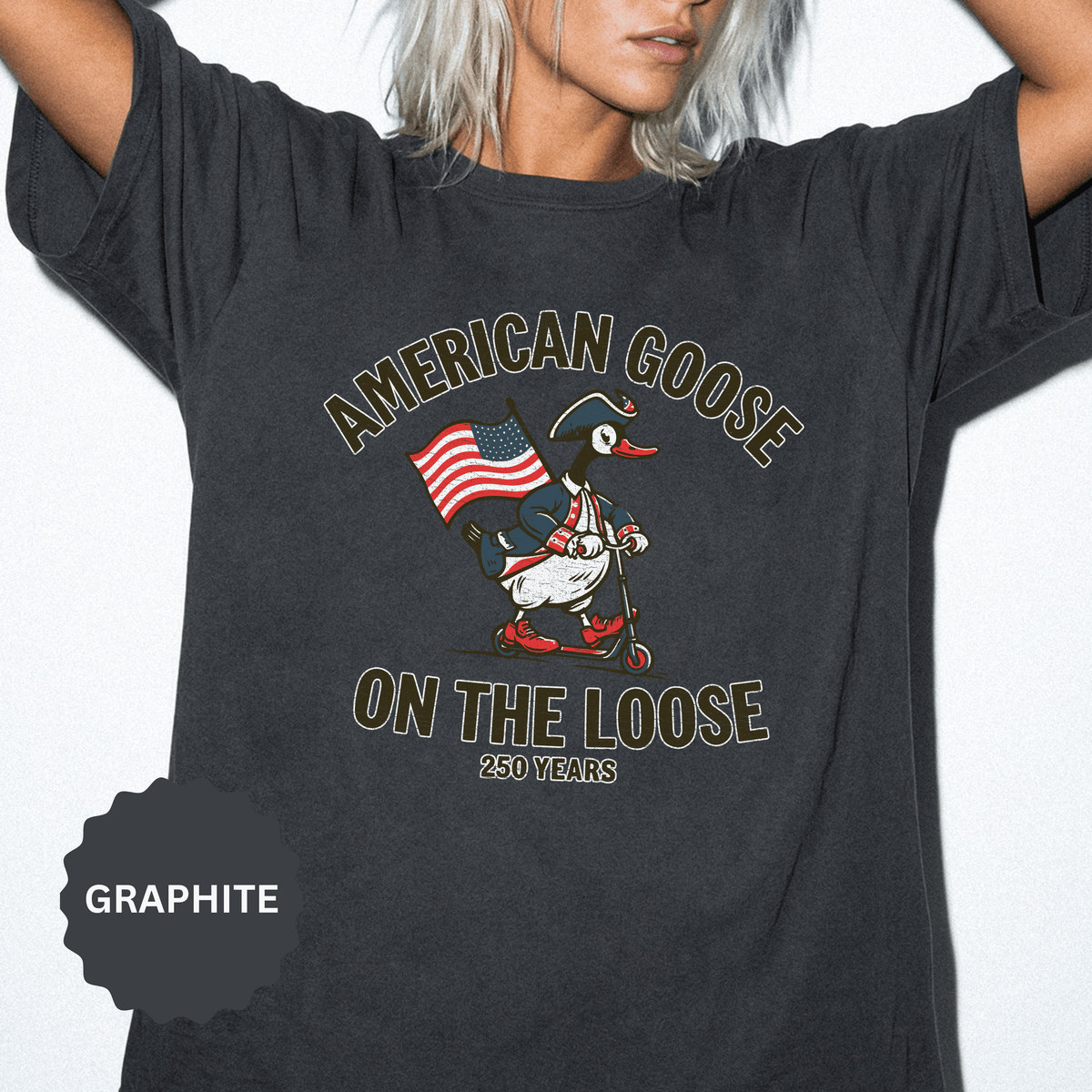 America 250 Shirt, Patriotic Goose Graphic Tee, 250th Anniversary USA T Shirt, Fourth of July Outfit, Americana Gift for Men and Women