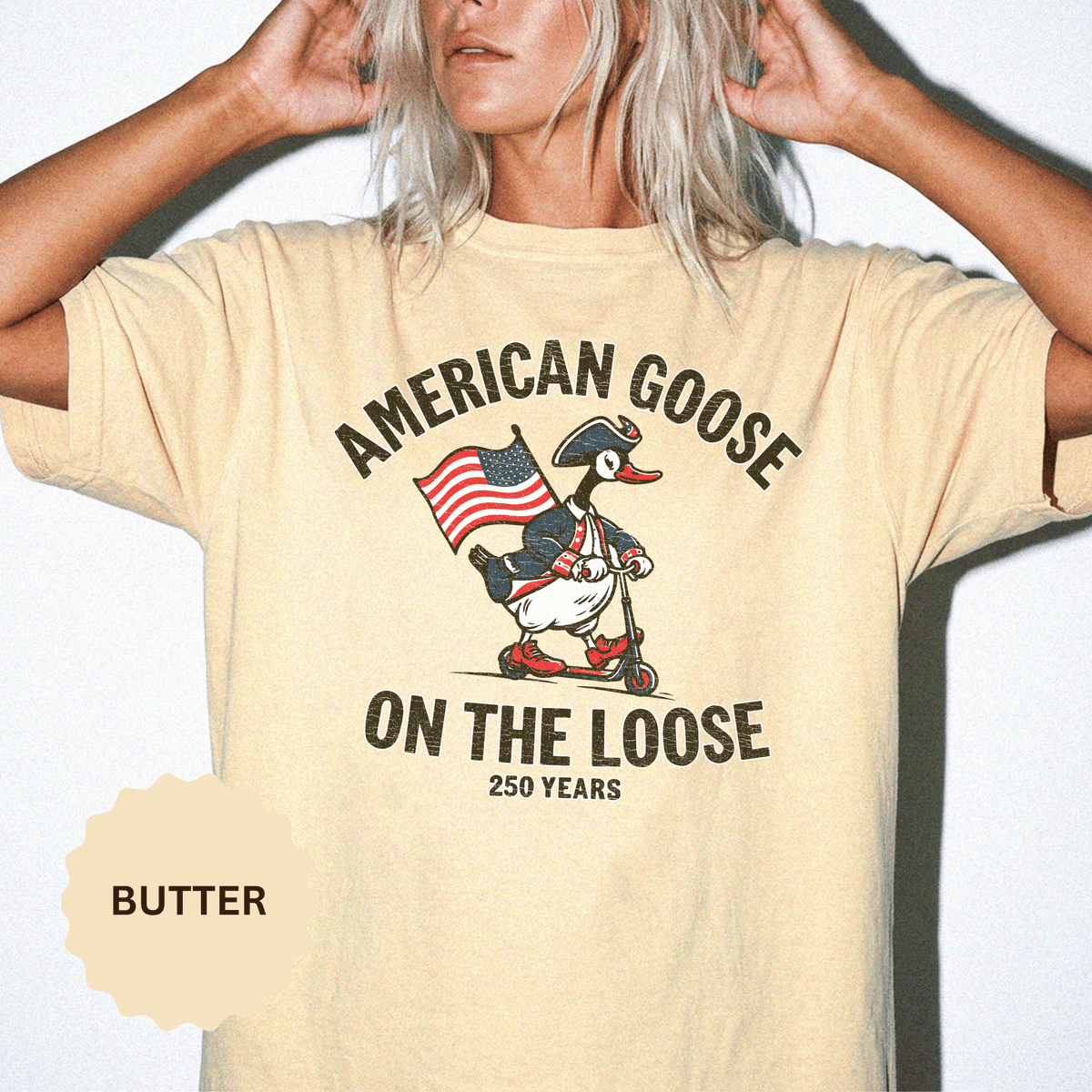 America 250 Shirt, Patriotic Goose Graphic Tee, 250th Anniversary USA T Shirt, Fourth of July Outfit, Americana Gift for Men and Women