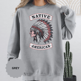 Native American Headdress Sweatshirt, Patriotic USA Graphic Pullover, Vintage Americana Style, Western Gift, Fourth of July Sweatshirt