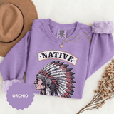 Native American Headdress Sweatshirt, Patriotic USA Graphic Pullover, Vintage Americana Style, Western Gift, Fourth of July Sweatshirt