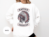 Native American Headdress Sweatshirt, Patriotic USA Graphic Pullover, Vintage Americana Style, Western Gift, Fourth of July Sweatshirt