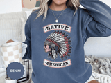 Native American Headdress Sweatshirt, Patriotic USA Graphic Pullover, Vintage Americana Style, Western Gift, Fourth of July Sweatshirt