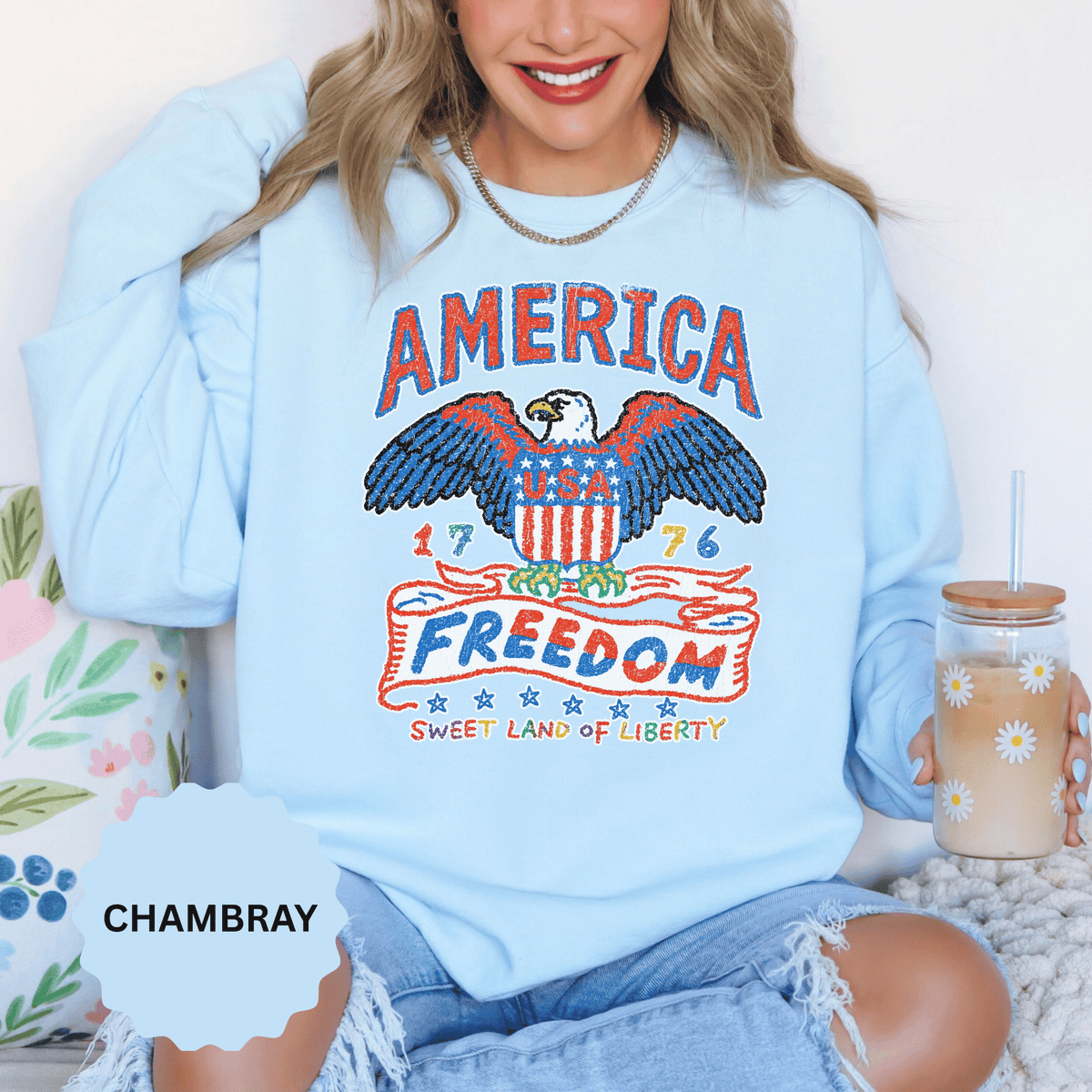 American Eagle Sweatshirt, Patriotic USA Graphic Pullover, Vintage Americana Crewneck, Fourth of July Outfit, American Pride Gift