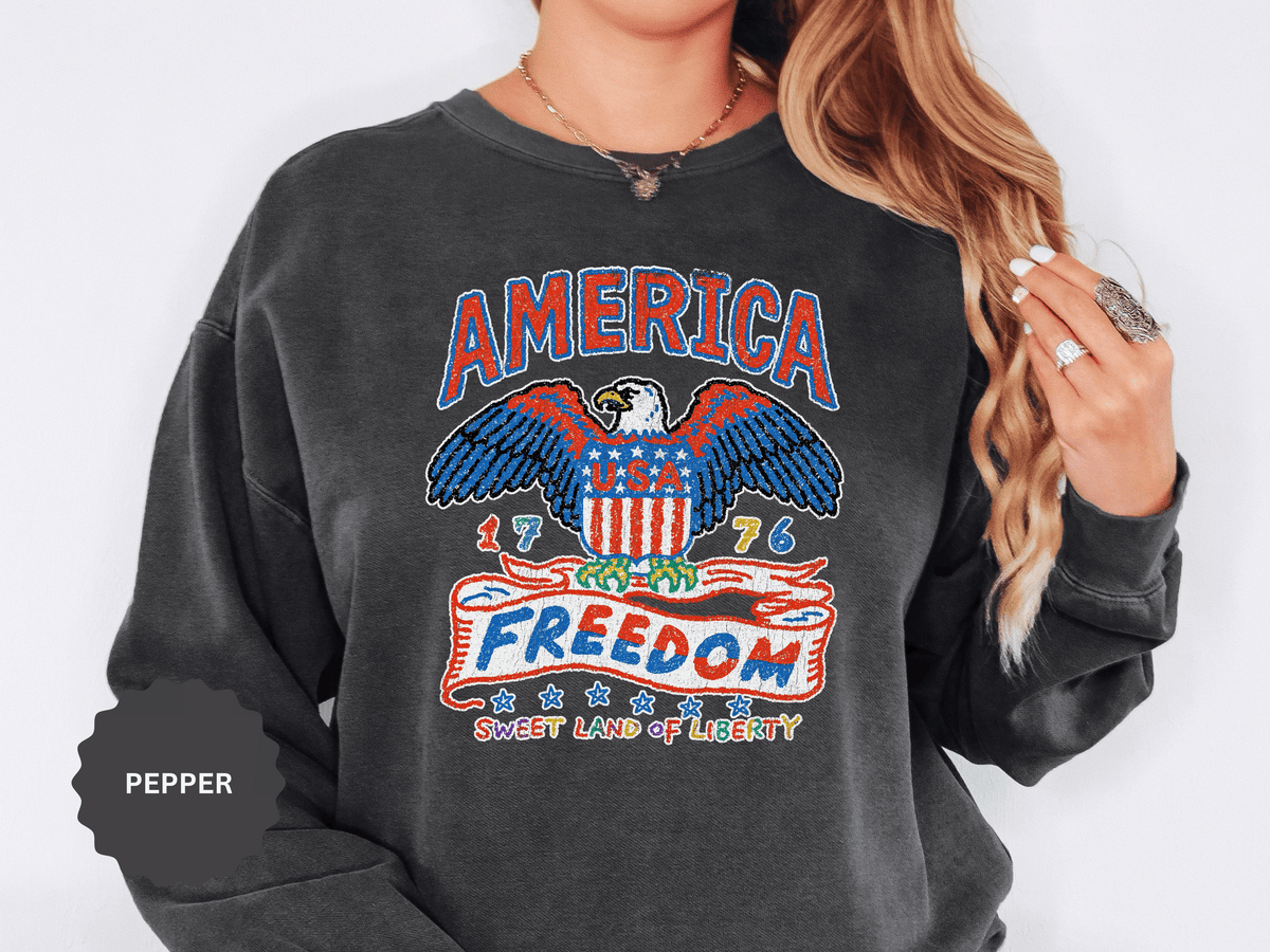 American Eagle Sweatshirt, Patriotic USA Graphic Pullover, Vintage Americana Crewneck, Fourth of July Outfit, American Pride Gift