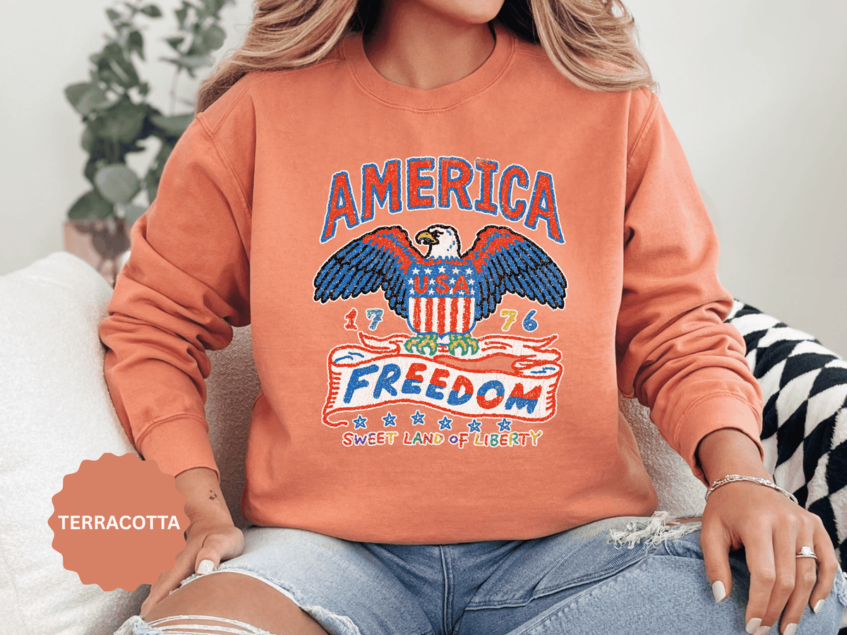 American Eagle Sweatshirt, Patriotic USA Graphic Pullover, Vintage Americana Crewneck, Fourth of July Outfit, American Pride Gift