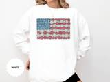 American Flag Floral Sweatshirt, Patriotic Flower Graphic Pullover, Vintage Americana Crewneck, Fourth of July Outfit, USA Gift