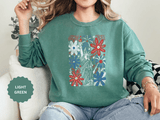 Patriotic Fireworks Sweatshirt, Red White Blue Flower Graphic Pullover, Americana Crewneck, Fourth of July Outfit, USA Gift