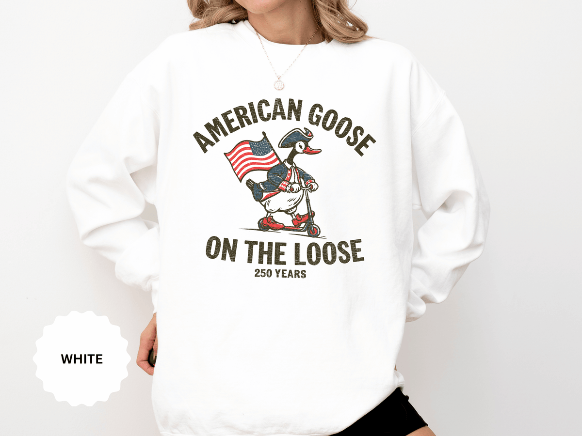 America 250 Sweatshirt, Patriotic Goose Graphic Pullover, 250th Anniversary USA Crewneck, Fourth of July Outfit, Americana Gift