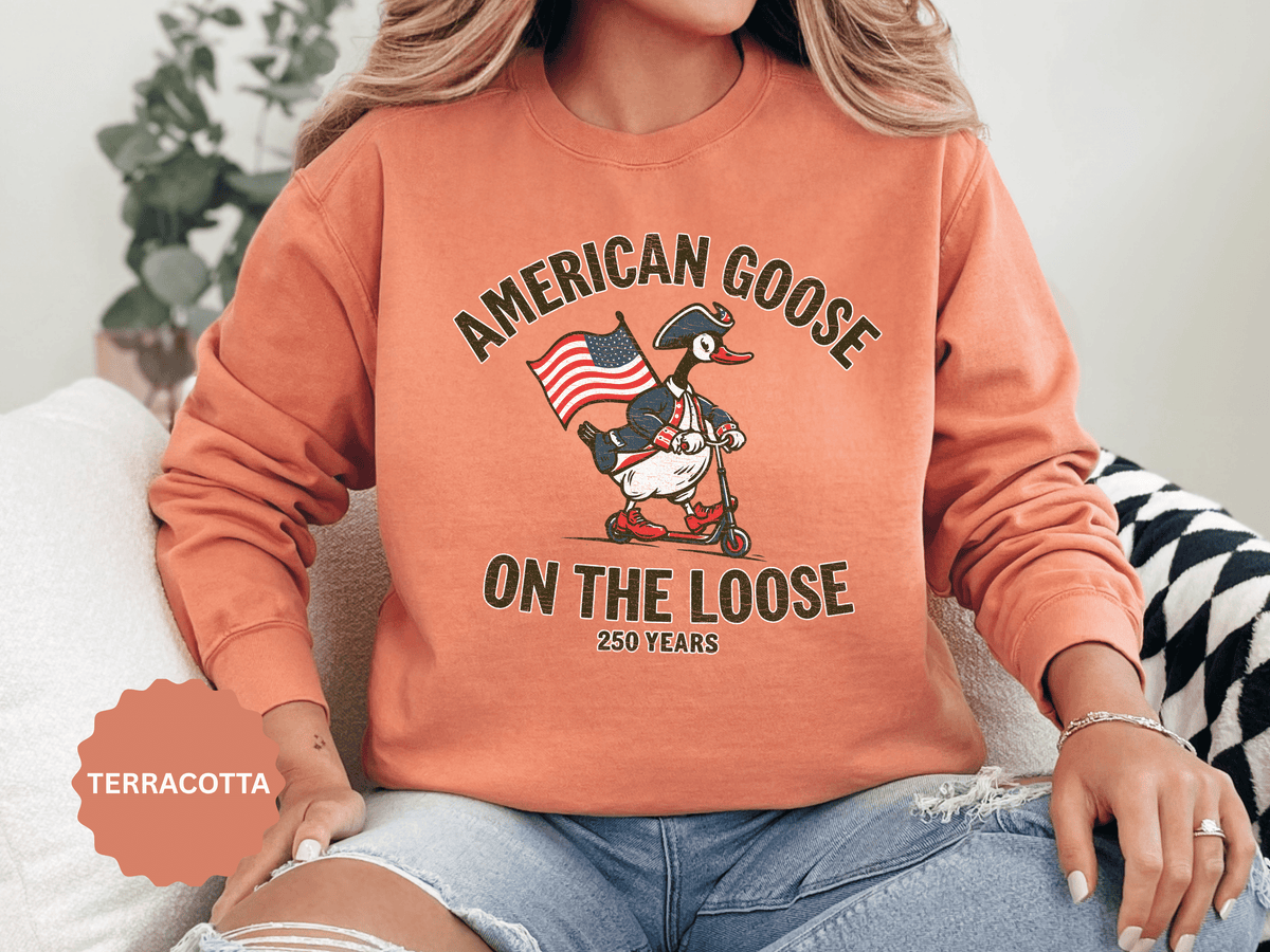 America 250 Sweatshirt, Patriotic Goose Graphic Pullover, 250th Anniversary USA Crewneck, Fourth of July Outfit, Americana Gift