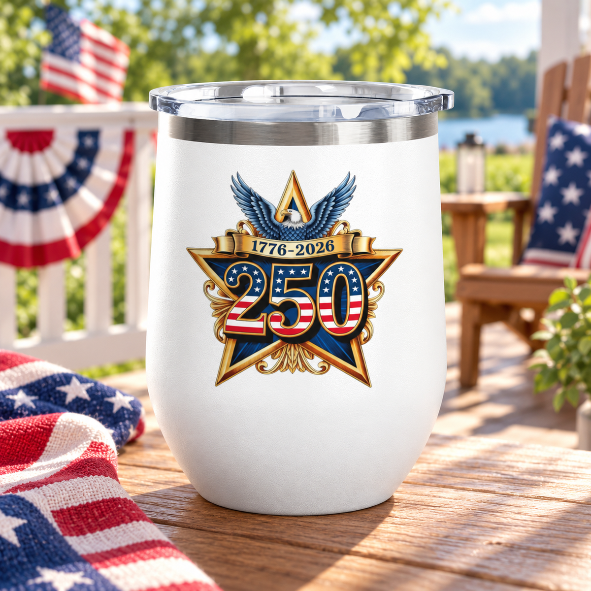 America 250 Wine Tumbler, 1776 to 2026 Anniversary Gift, Patriotic USA Wine Cup, American Pride Drinkware, 4th of July Gift