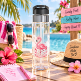 Pink Flamingo Water Bottle for Women and Girls, Tropical Summer Drink Bottle, Flamingo Lover Gift, Beach Vacation Gift for Her
