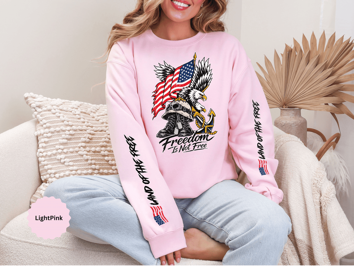 Freedom Is Not Free Sweatshirt, Patriotic Eagle Pullover, American Flag Military Style, Veterans Gift, USA Pride, Americana Clothing